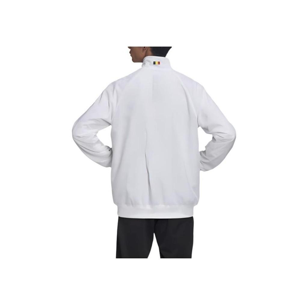 adidas Belgium Euro 2020 Anthem Casual Jacket With Stand Collar And Brand Logo Unisex Outerwear White FT2858