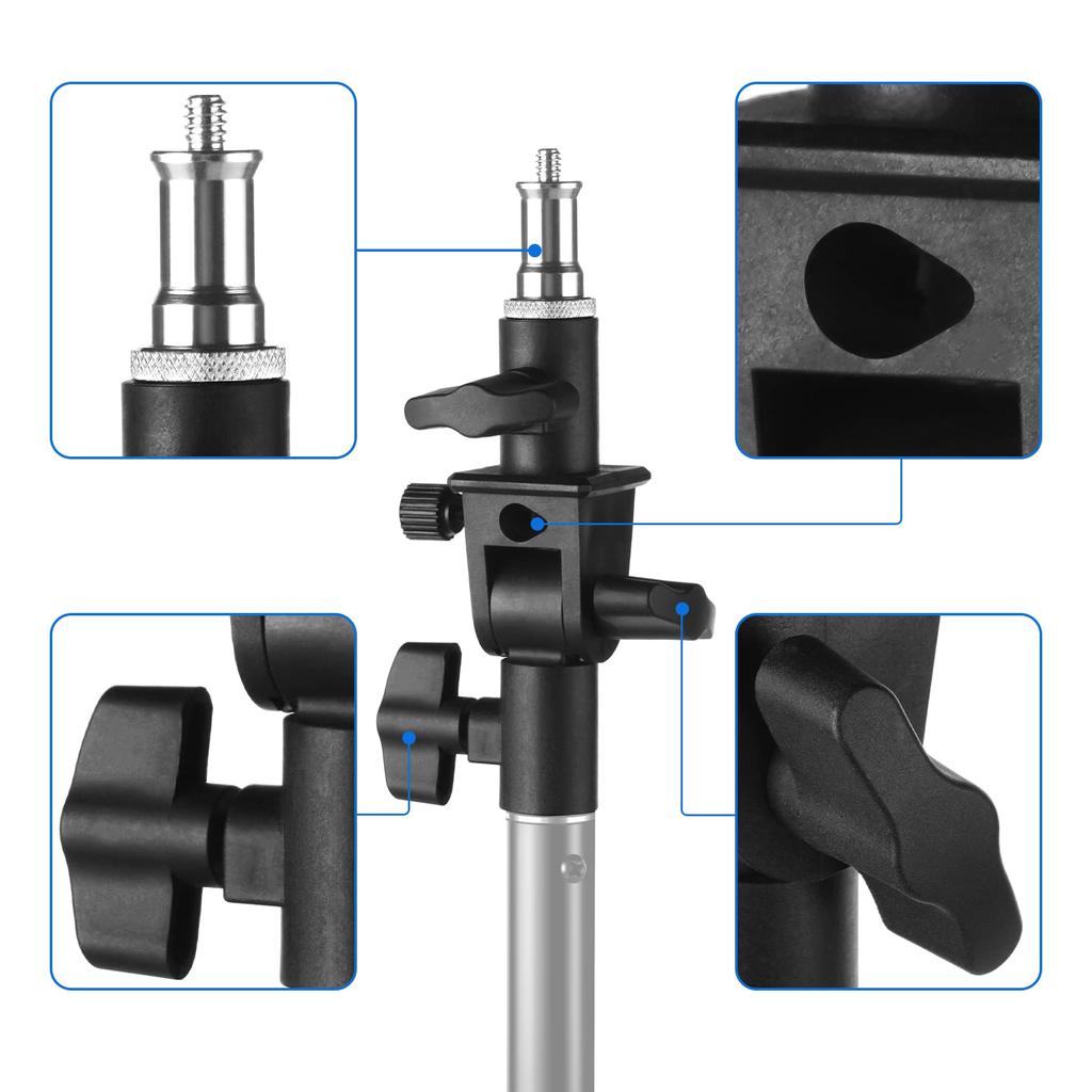 Selens Strobe Screw Compatible with Light Bracket, 180° Rotatable, 1/4-3/8" Adapter, Umbrellas, Stands, Flashes, Softboxes, etc.