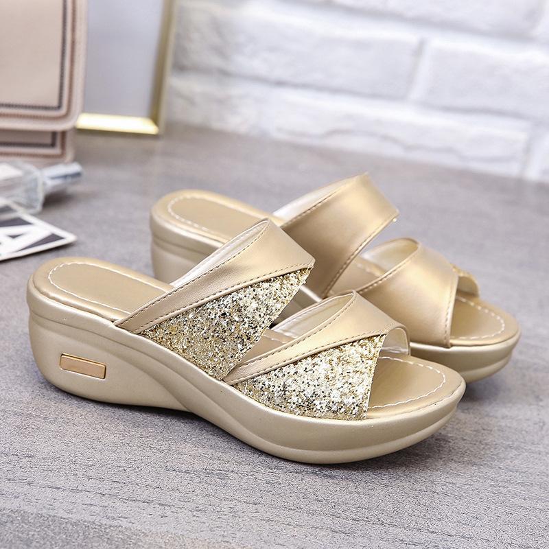 New Fashion Womens Summer Open Toe Platform Sandals Thick Sole Casual Outdoor Fish Mouth Flip Flops