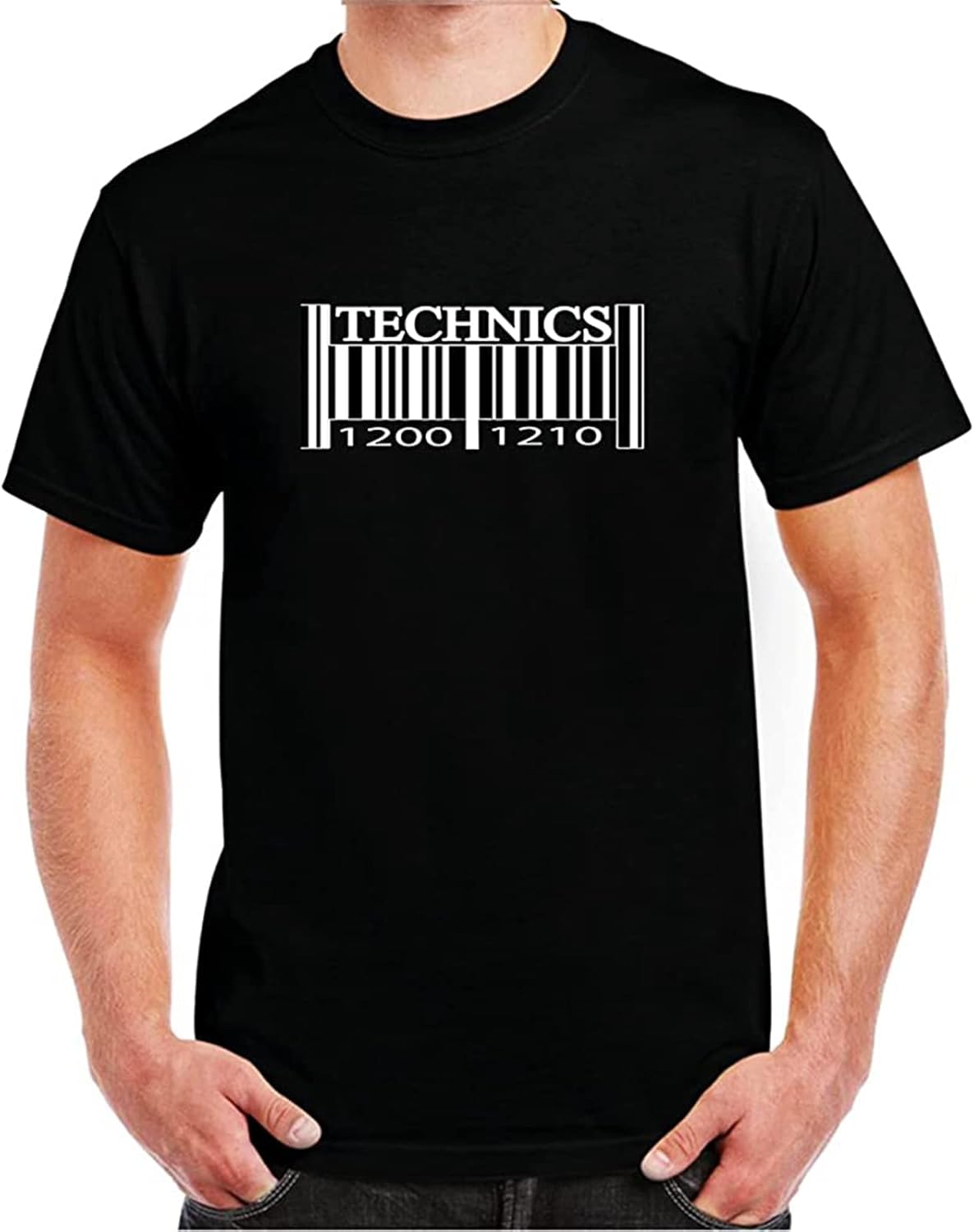 Men s Fan Technics Barcode Retro Funny Graphic Art Design T Shirt 4XL чёрный