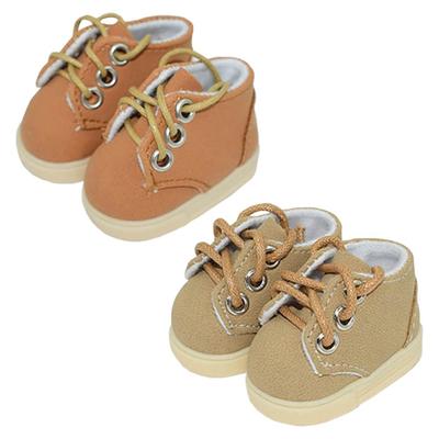 Niannyyhouse 15cm Plüsch Lederschuhe, Baumwollpuppen Schuhe, 4.2cm Lang, Ankleidepuppen Zubehör (Hellbraun + Khaki)