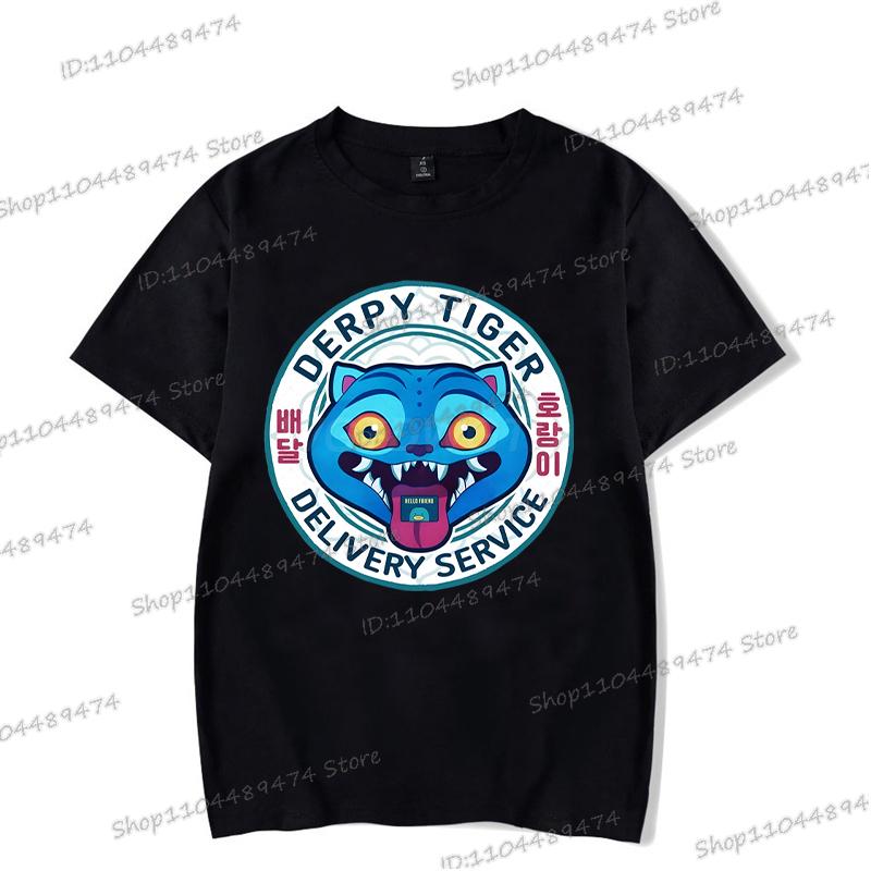 Schwarze T-Shirts KPop Dämonenjäger Streetwear Damen Herren Kurzarm Trendy Tiger und Saja Boys Koreanische Ulzzang T-Shirts Tops