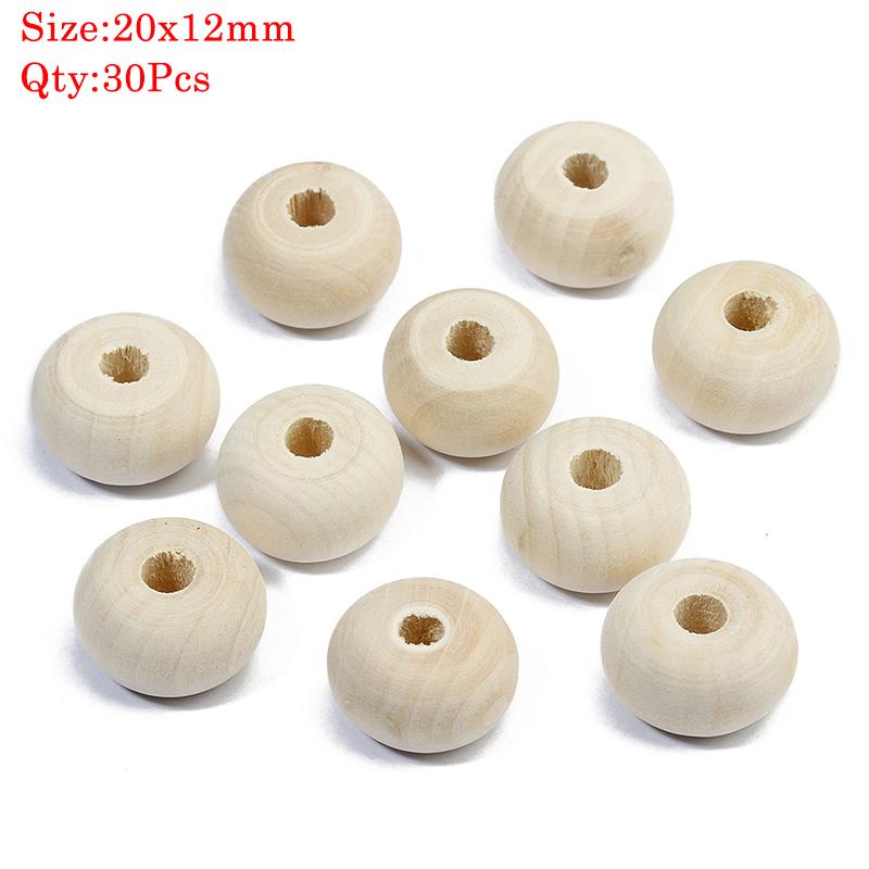 Natural Round Wood Beads Oval Loose Spacer Rosary Bead Large Hole Jewelry Bracelets Diy Unsex Charm Wholesale Supplies