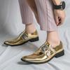 FashionHot Luxury Pink Mens Patent Leather Shoes Designer High Quality Pointed Chelsea Formal Shoes Man Dress Wedding Party Shoes Men