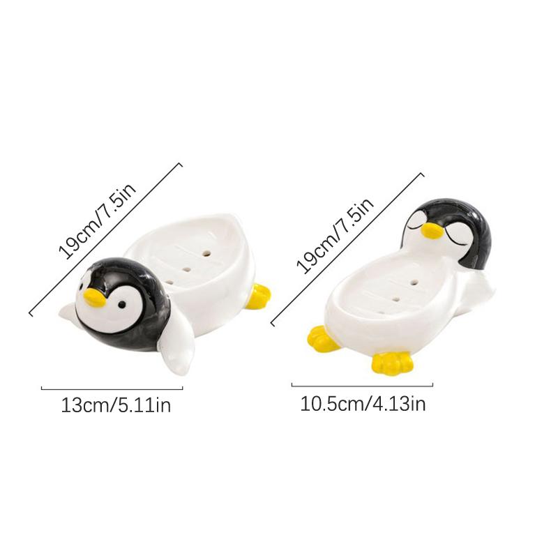 1 Stück Seifenkiste in Pinguinform aus Keramik, Ablaufseifenschale, Badezimmer, Dusche, Seifenhalter, Schwammablage, Küche, Badezimmer-Zubehör