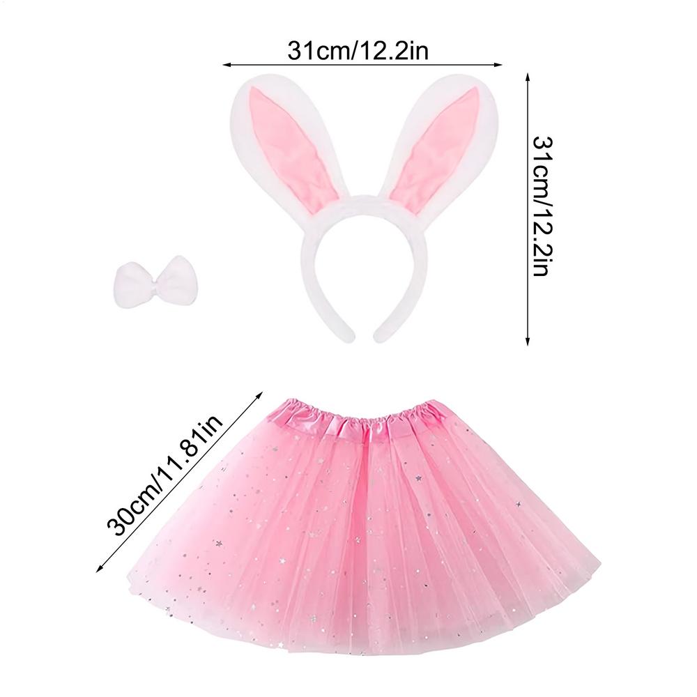 

Bunny Ears And Tail 6 Pieces Soft Plush Pink Headband Easter Costume Accessory for Skirt Outfit Party New Year Indoor Outdoor розовый