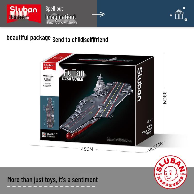 Little Luban Kids’ Interlocking Building Blocks Aircraft Carrier Toy