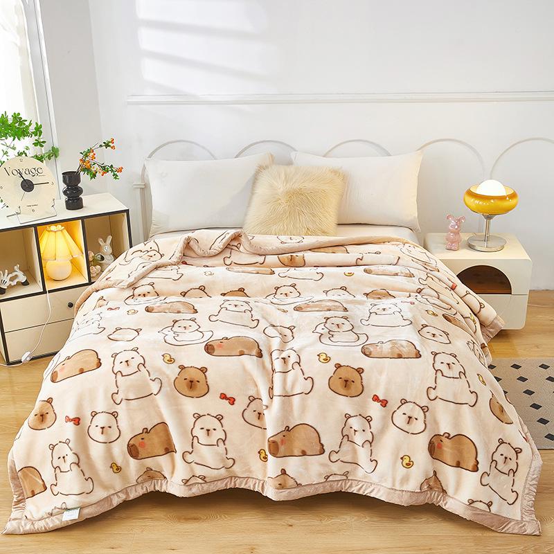 Double-Layer Thickened Raschel Blanket - Super Soft Anti-Static Fleece for Autumn/Winter, Perfect Wedding Gift.