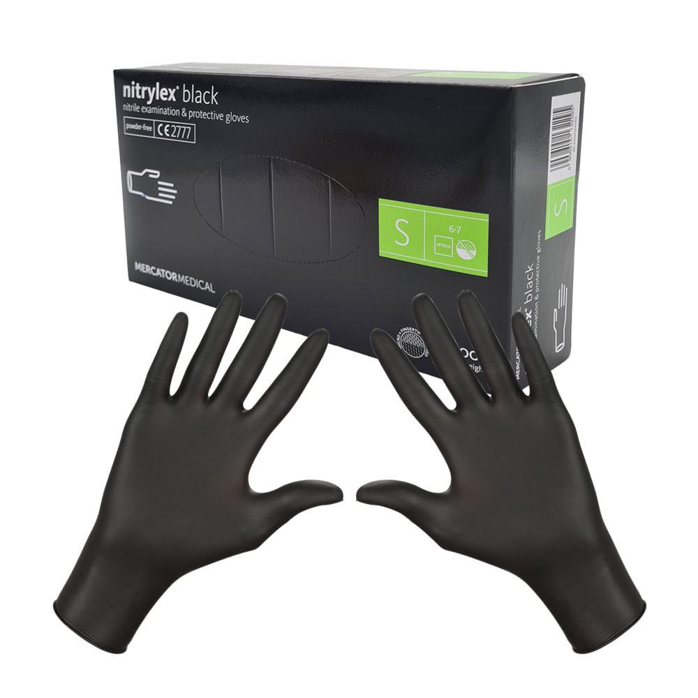 Nitrile Gloves Black Mercator Nitrylex Black 100 Pieces