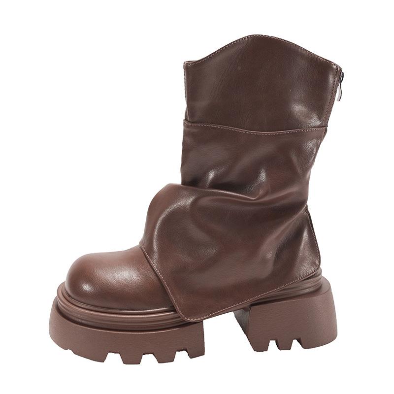 Fashion British Style Women Mordern Short Boots Fashion Platform Height Increase Trouser Legs Booties Winter Shoes Zapatos De Mujer