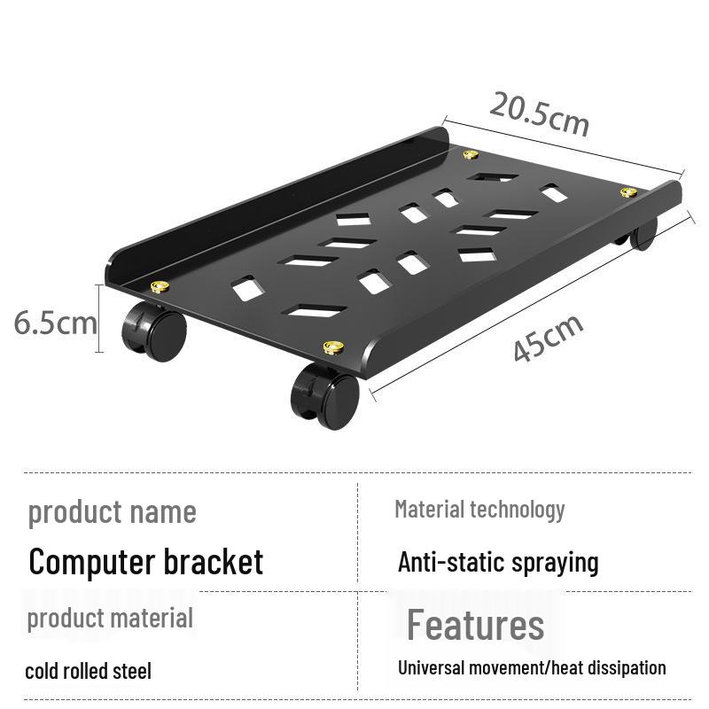 Mobile Computer Host Shelf with Wheels for Organization and Storage