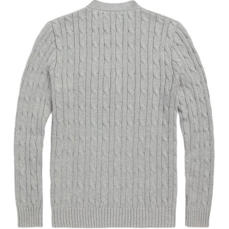 Polo Ralph Lauren Sweater Ss24 Solid Color Small Pony Embroidery Cable Knit V-Neck Long Sleeve Kids Sweater Gray CWPOSWEY6820519-020