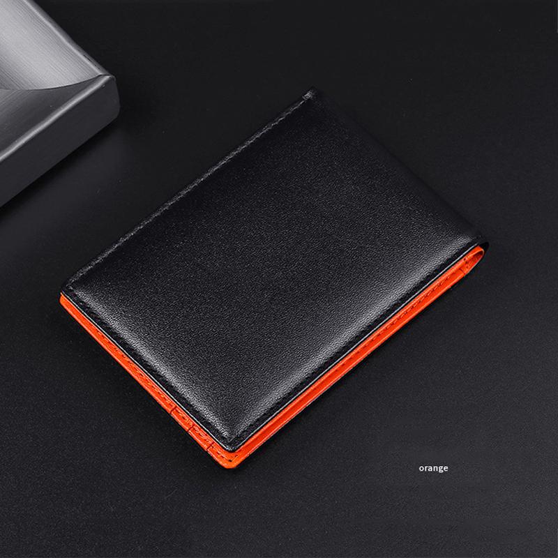 Slim Leather Wallet for Men Small Short Card Wallets Cowhide RFID Money Purse Business Card Holder