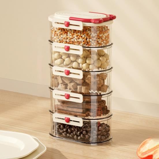 3/4/5 ks Uzavřená sklenice Stohovatelná sada úložných boxů na koření Kompaktní design Průhledné nádoby na koření Organizér do zásuvky na koření