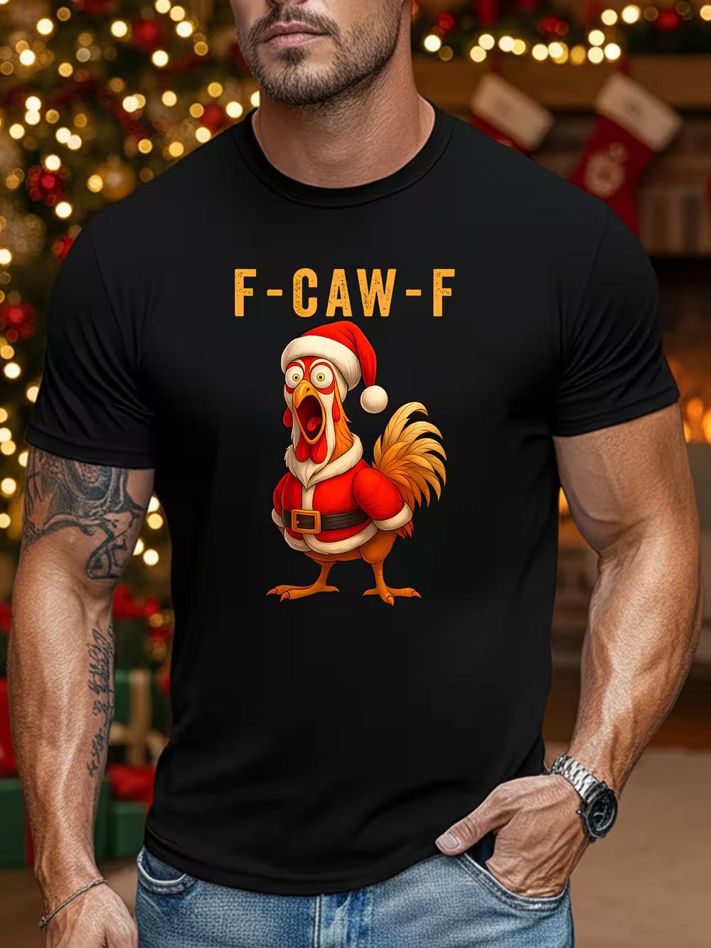 Funny Christmas Santa Chicken F-CAW-F Rooster T-Shirt XXL
