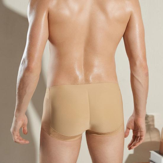 Men Underpants Hollow Out Breathable Thick Fake Butt High Elastic Butt Lifted See-through