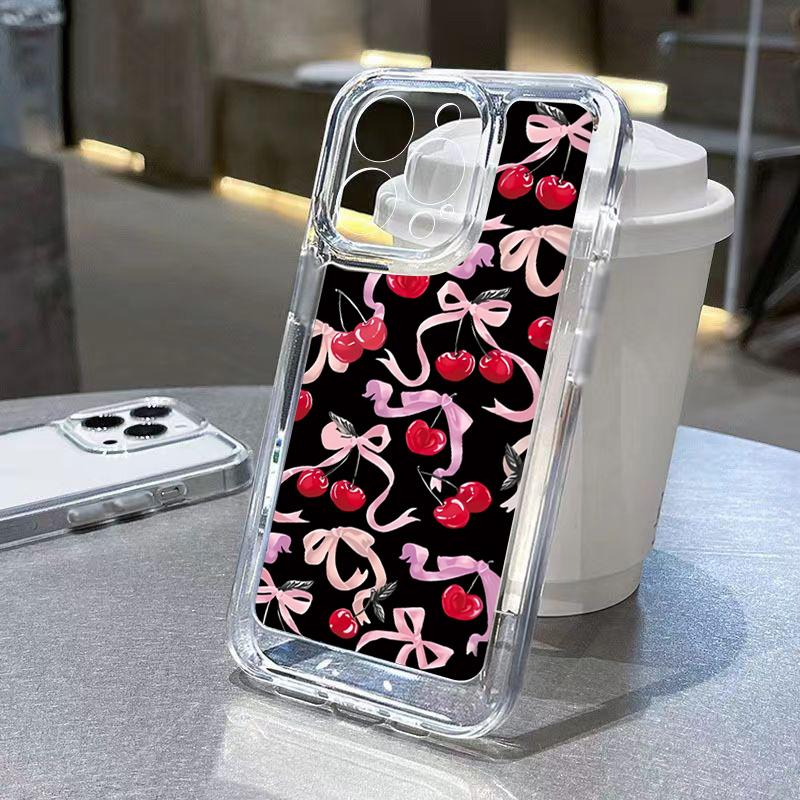 Full Screen Red Cherry Phone Case For IPhone 16 15 14 13 12 11 Pro Max X XR XS 7 8 Plus SE For IPhone 16 15 14 Plus Case Funda