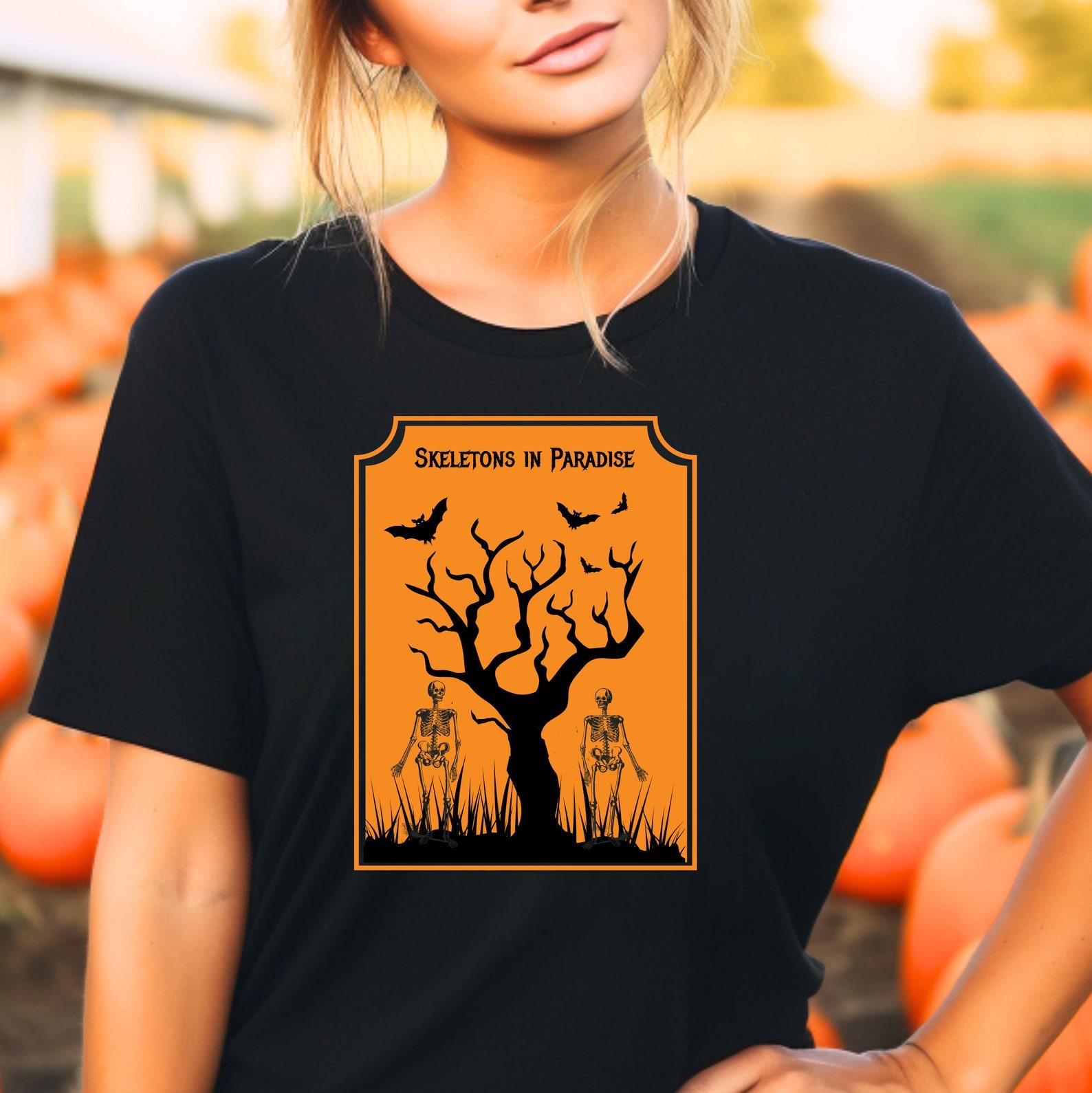 Skeletons in Paradise Spooky Halloween Adam and Eve Unisex Softstyle T-Shirt S