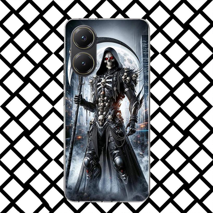 Death Grim Reaper Skull Scythe Phone Case for Xiaomi Poco F7 Ultra X7 X6 X5 Pro X4 Gt M8 M7 Redmi 15 15C 13 13C 12 12C Soft Cove