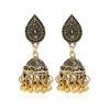 Indian Ethnic Style Boho Vintage Antique Alloy Carved Bell Tassels Drop Earrings Jhumki Jewelry For Women Party Accessories
