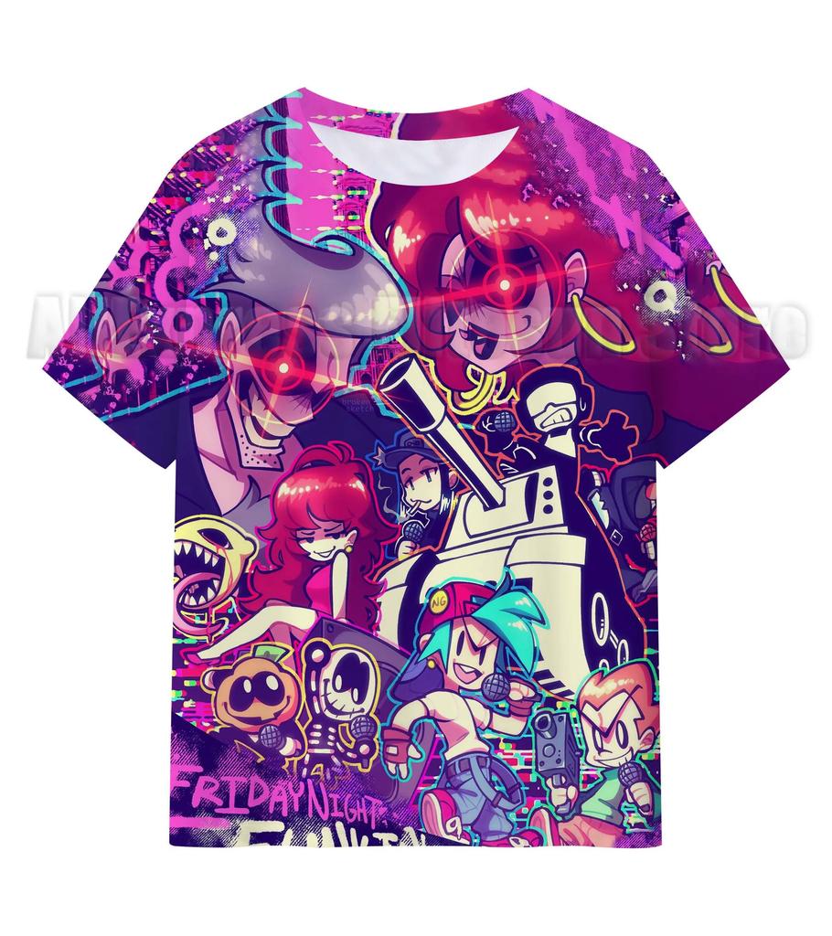 Friday Night Funkin 3D T Shirts Kids Children Game T-shirts Boys Girls Cartoon Anime Tshirts Summer Toddler Tee Streetwear