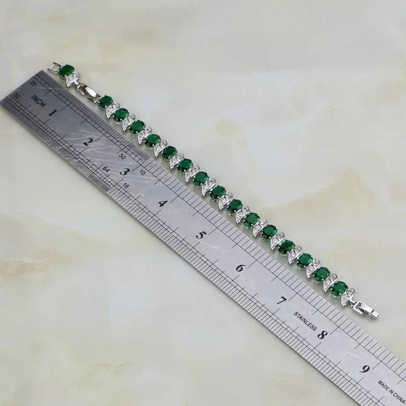 Braccialetto con Charm in Argento Smeraldo Verde Naturale Topazio Bianco Gioielli da Donna Accessori Moda Regalo per Lei