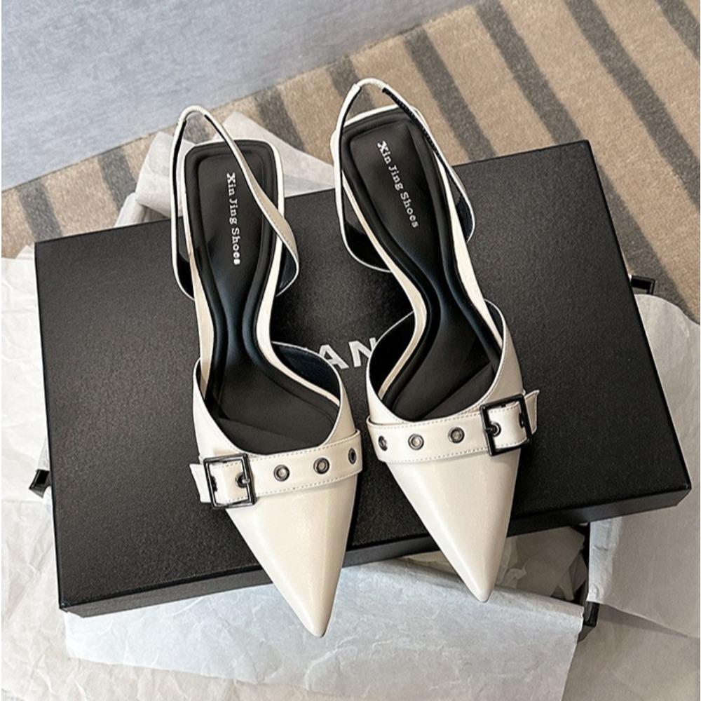 High-heeled Sandals for Women's Summer Belt Buckle Bag Head Pumps Womens New One-word Strap Stiletto Pointed High Heels Women