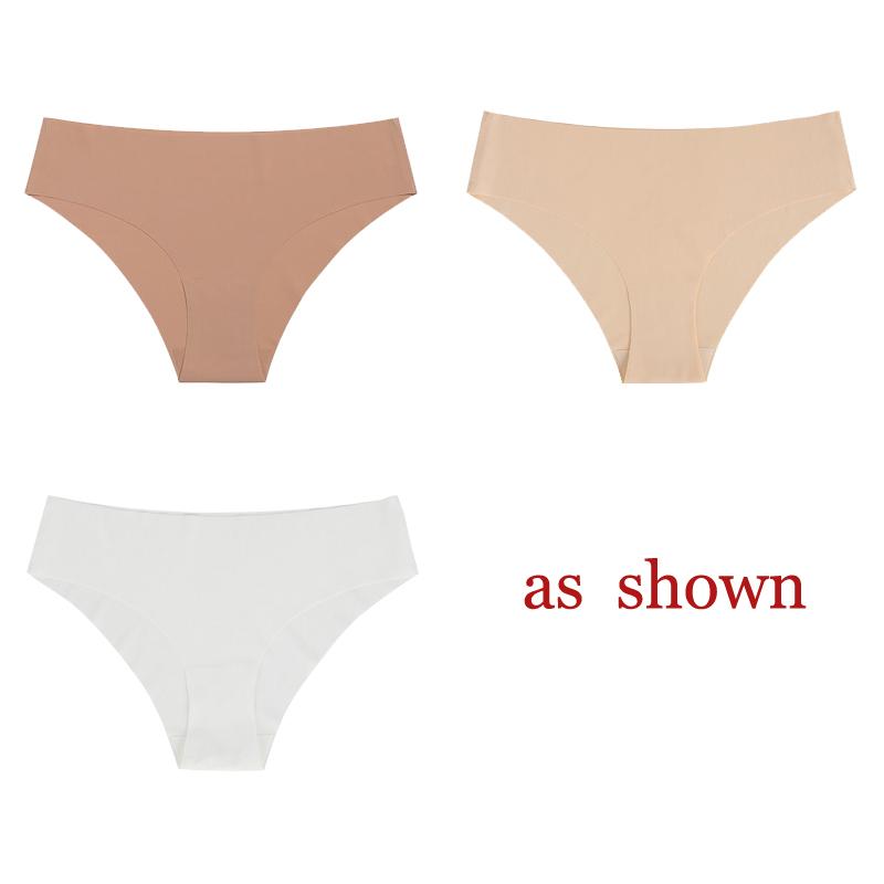 TERMEZY 3Pcs/Lot Sexy No Trace Panties for Women Ice Silk Low Waist Underwear Sports Lingerie G-string Briefs Female Intimates