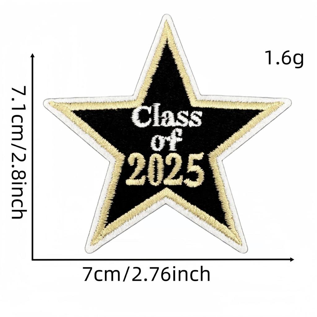 2025 Black Gold Graduation Embroidery Patch - Versatile Style Iron-on Flower