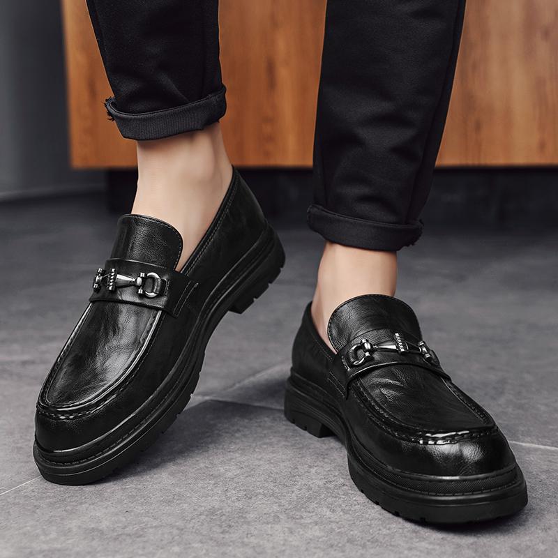 Platform Men Shoes Dress Shoes Commerce Slip-On Shoe Leather Men Comfortable Lazy Breathable Loafers New Arrival Driving Shoes