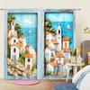Set Of 2 Seaside Town Printed Curtains Shade Privacy Protection Suitable Decorating Various Rooms Made Polyester