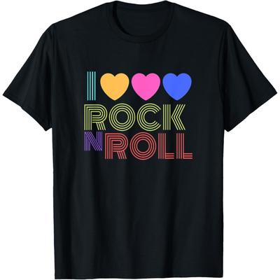Retro 80s Hearts I Love Rock N Roll Music For Fans Young T-Shirt