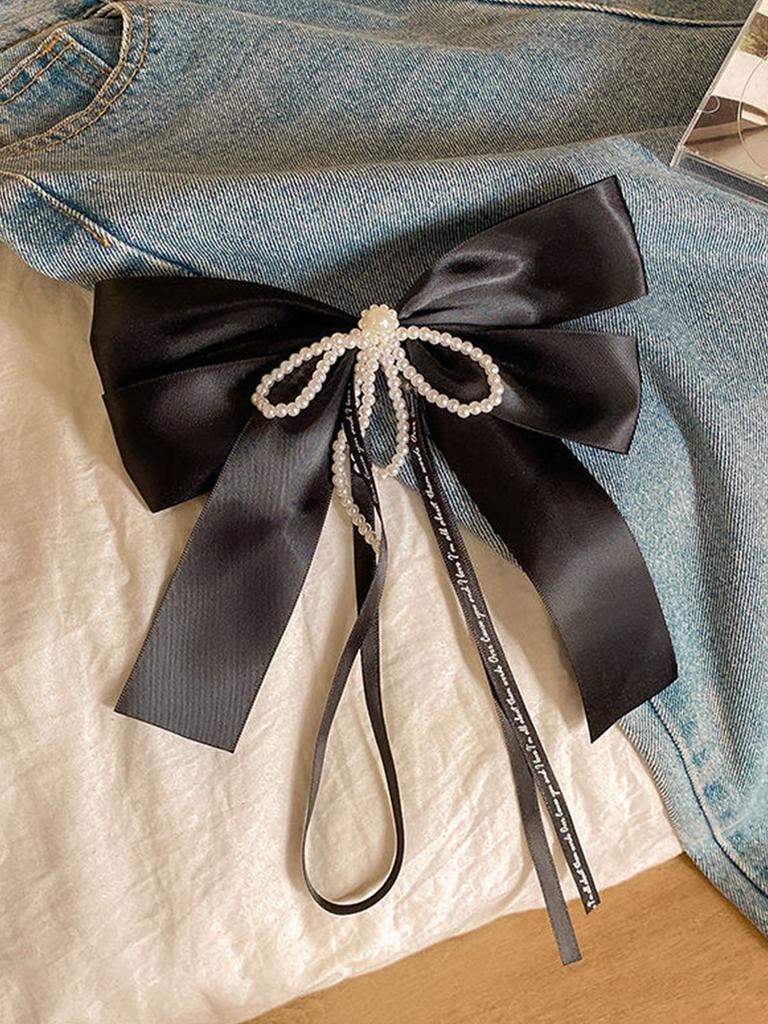 1 ks Módní bílá perlová řetízková sponka do vlasů s mašlí pro ženy a dívky, párty vlasové doplňky