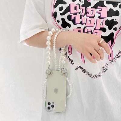 Applicable To IPhone 15 Mobile Phone Case Slanted Pearl Bracelet 14Promax Apple 16 Protective Case 13