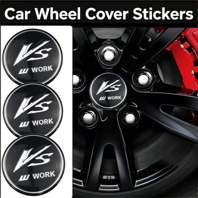 4PCS 56mm VS Work Logo Alloy Car Wheel Center Hub Cap Sticker Accessories