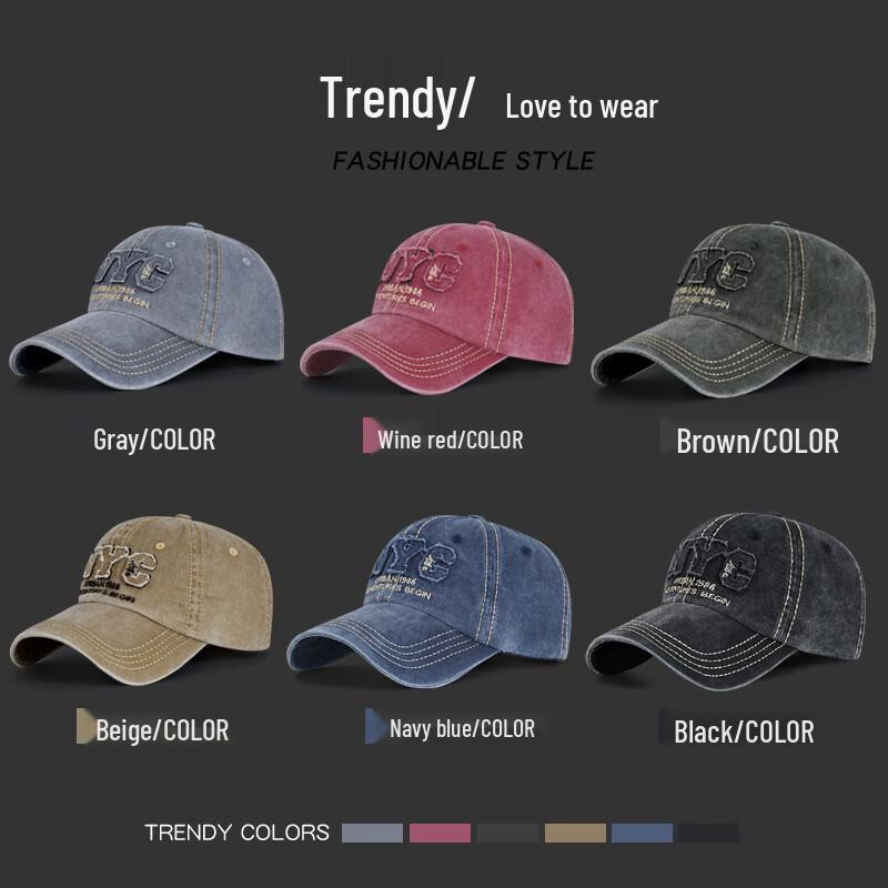 ZHENYUEQI Faded Patch Letter Washed Cap