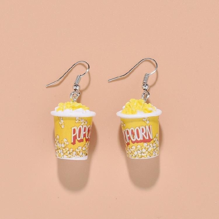 Simulation Popcorn Earrings Funny Three-dimensional Earrings for Birthday Gift