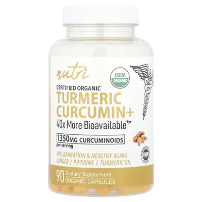 Nutri, Organic Turmeric Curcumin+, 90 Organic Capsules