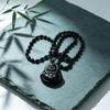 Daily new style black laughing Buddha pendant with beads necklace Buddha amulet men and women couple versatile accessory sweater chain