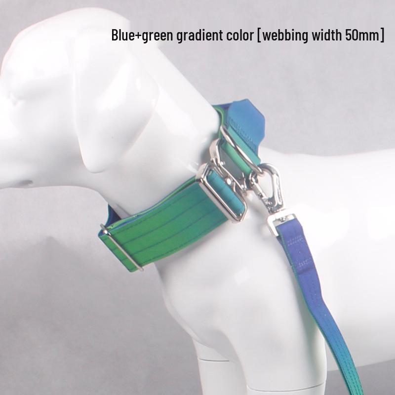 Gradient Color Explosion-Proof Tactical Dog Collar and Leash for Large Dogs