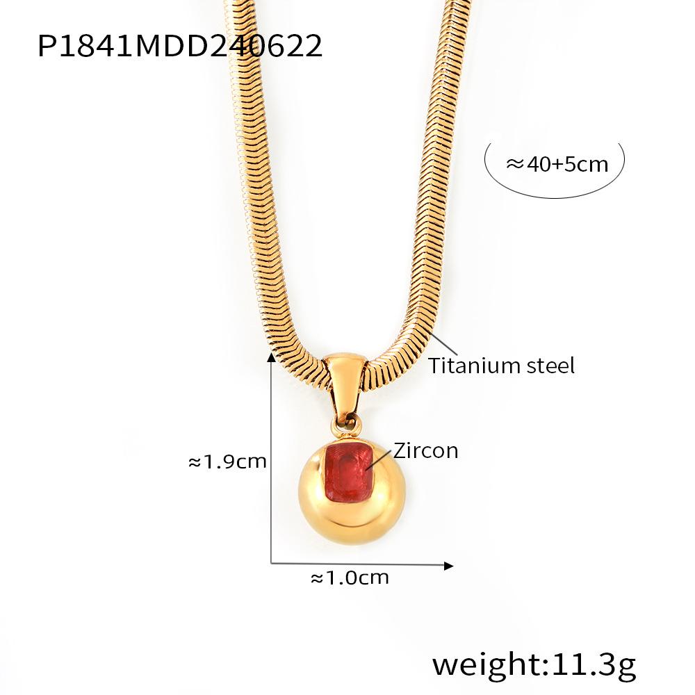 18k Gold-Plated Titanium Steel Zircon Geometric Pendant Necklace