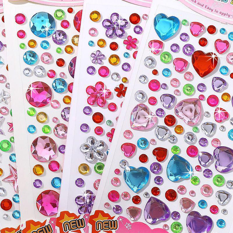 Educational Shiny Princess Gem Stickers for Girls - Crystal Diamonds Cartoon Dress-up Rewards