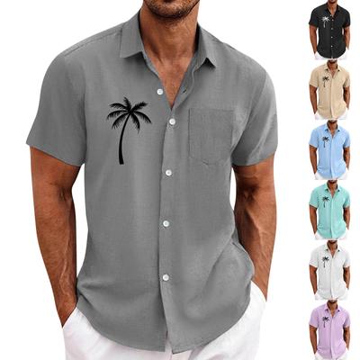 Ανδρικά vintage πουκάμισα μπόουλινγκ με κοντό μανίκι καλοκαιρινό πουκάμισο παραλίας