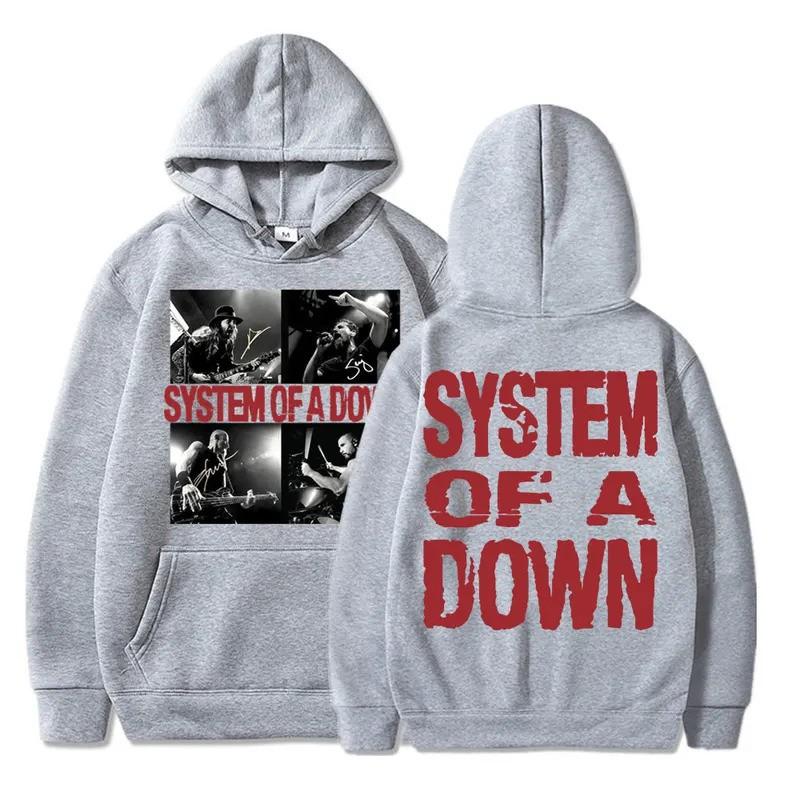 Mens Graphic Hoodie Rock Band System Of A Down Print Casual Sweatshirt Thin Fit