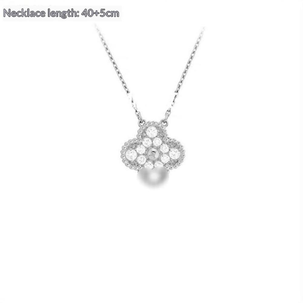 Four-leaf Clover Necklace for Women Natural White Mother-of-pearl Carnelian Sweater Chain