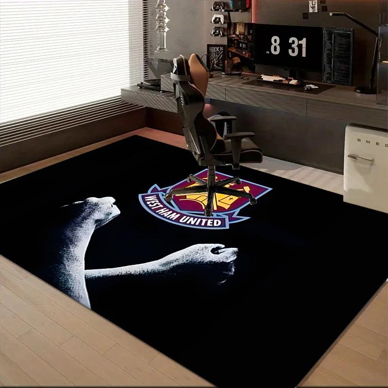 1PC West Ham United Crest Rug Game Carpet, Floor Mat for Bedroom Living Room Entryway Rug, Home Decor Idea Gift for Christmas Birthday