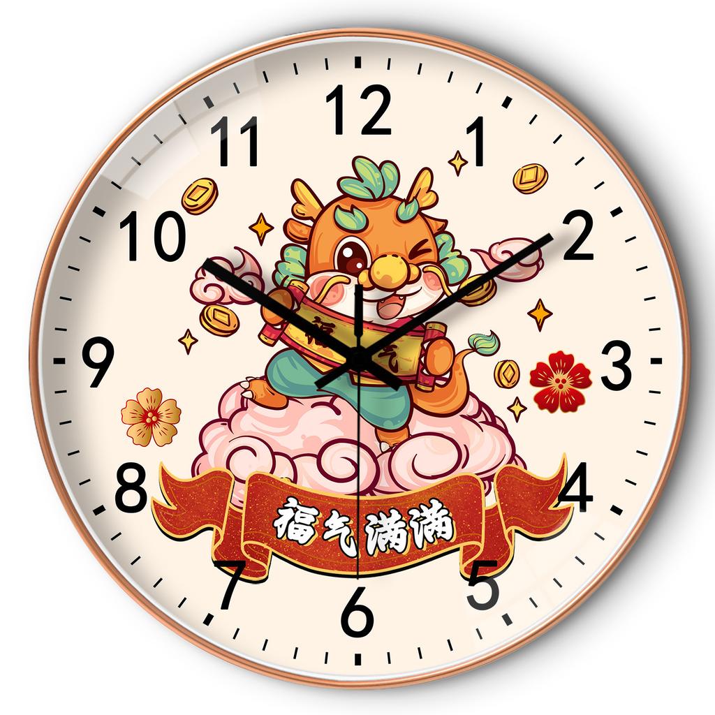 10-inch 25cm Spring Festival festive Chinese style wall clock living room bedroom wall hanging creative mute clock watch
