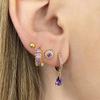 Damen 925 Silber Ohrstecker Lila Zirkon Ohrringe Creolen Lila Kristall Anhänger Ohrring Mode Hochzeits Schmuck