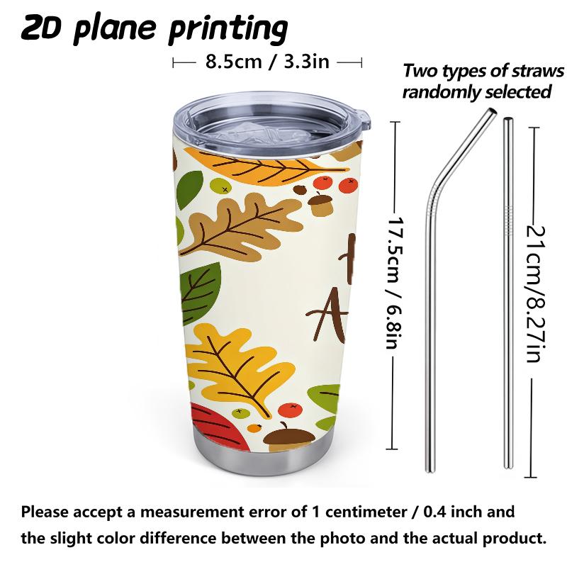 Car Tumbler 591ml Autumn Maple Leaf Elements Straw Cup Tumbler With Lid Hot Cold Cup Insulated Travel Cup Straight Tumbler