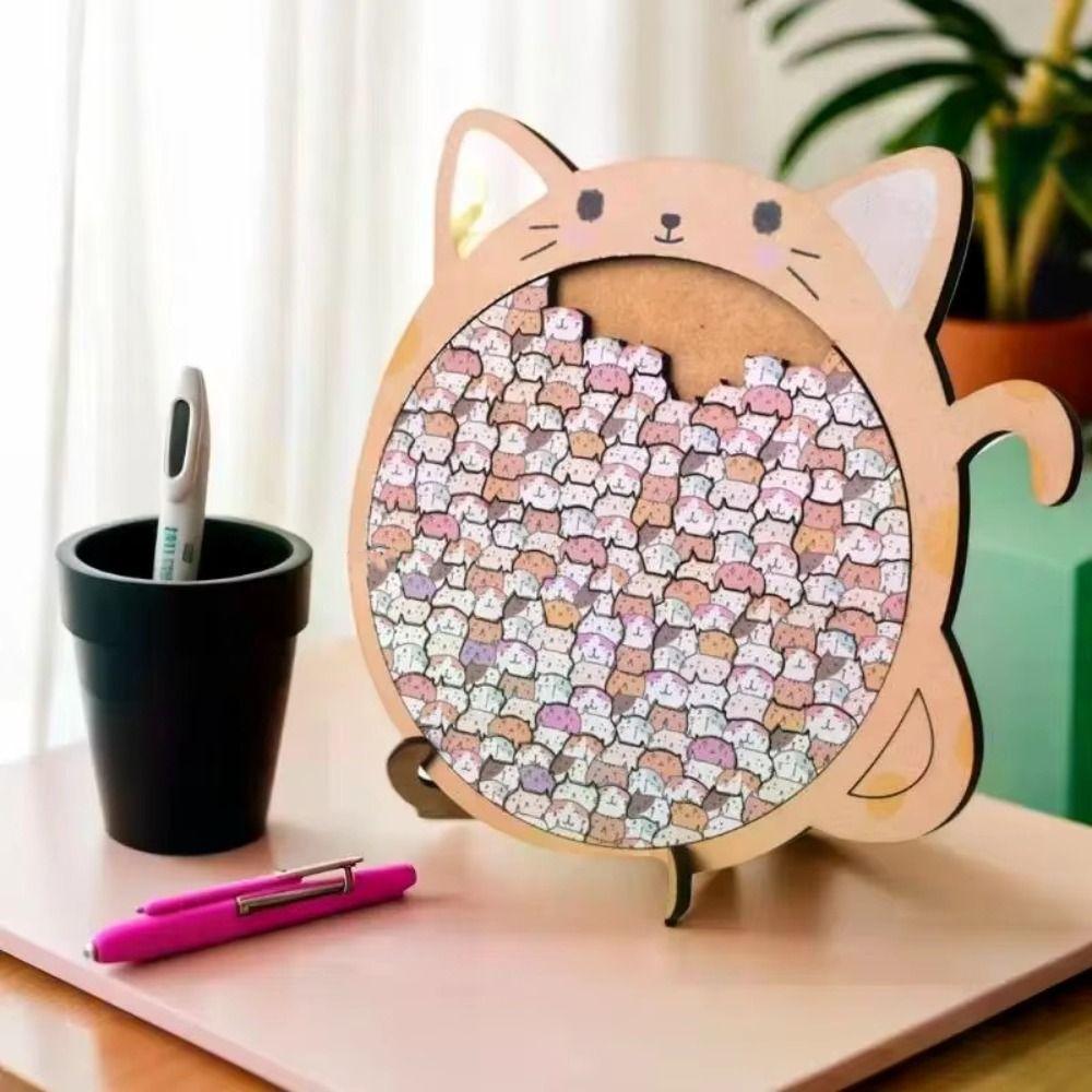 Big Mouth Cat Jigsaw Irregular Cat-Shaped Puzzle Creative Wooden Puzzle Children Toys